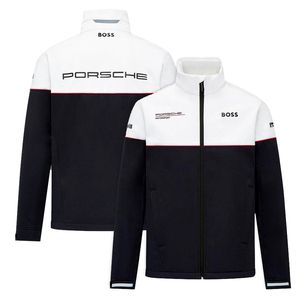 (Porsche+Hugo Boss) ポルシェ モータースポーツ オフィシャル ソフトシェル ジャケット(S) アウター ブラック / ホワイト 公式 Porsche