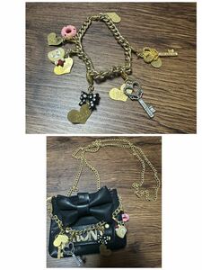 RONIroni. Heart Logo sweets charm bracele * bag charm ribbon * chain pochette accessory 