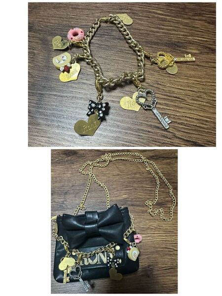 RONIロニィ ハートロゴスイーツチャームブレスレット・バッグチャーム リボン・チェーン ポシェット アクセサリー