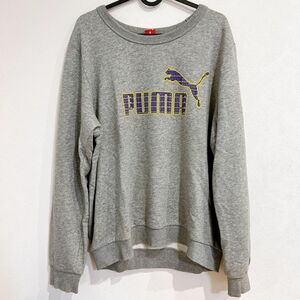 美品 PUMA プーマ メンズ トレーナー 刺繍ロゴ プルオーバー スウェット 古着 プルオーバー Lサイズ ロゴ