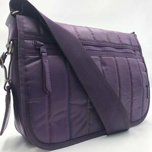 1 jpy ~[ rare color / ultimate beautiful goods ]Paul Smith Paul Smith shoulder bag diagonal ..A4mesenja- embroidery stripe nylon purple men's 