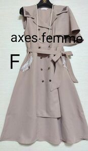 【axes femme☆アクシーズファム】トレンチ　アシメ　ジャンパースカート　ノースリーブワンピース　M　ベージュ