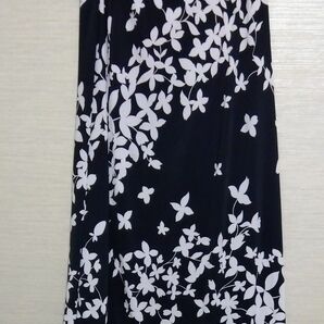 ２WAY ブラック　ロングスカート　シアー素材　レース　花柄　Lサイズ相当　フラワープリント柄　黒