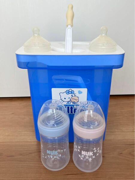 NUK ヌーク　哺乳瓶　プラスチック　ミルク　ミルトン専用容器　新生児　替ニップル　Mサイズ Sサイズ　ハローキティー