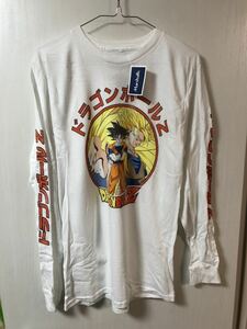 新品 Lドラゴンボール Tシャツ 輸入 長袖 白 ホワイト 悟空 サイヤ人3 海外 アメリカ 公式 タグ Marshalls 東映 鳥山明 E3-1