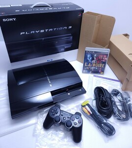 超美品/動作品 PlayStation3 プレイステーション PS3 本体 20GB CECHB00ブラック コントローラーし ケーブル ゲームソフト箱付セット(H-11)