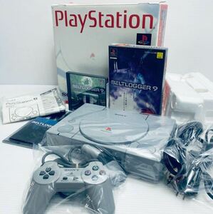 美品/動作品PS1 PlayStationプレイステーション1 SCPH-5500 箱付 純正 コントローラ,AVケーブル,ゲームソフト 希少品(H-24)