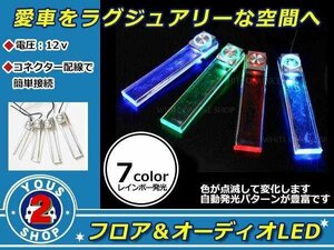 幻想的なレインボーカラー☆360℃回転 LED イルミネーション フロアライト 室内灯 12V 車内装飾用 スポットライト フットランプ等にも！