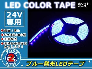 高精度！軟式 24V LEDテープ 300連 5m 防水 クリアブルー