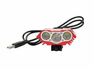  waterproof specification!!* new goods * LED head light CREE T6x3 light 7500LM USB bicycle band attaching head light outdoor cycling red red 