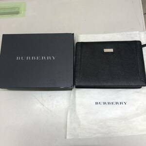 BURBERRY ручная сумочка телячья кожа чёрный ширина примерно 26cm прекрасный товар коробка состояние плохой б/у Burberry bag