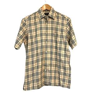 [ prompt decision ] BURBERRY LONDON Burberry London noba check pattern short sleeves shirt / S / beige / BBW37-648-40 / have been cleaned /