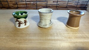 茶道 茶道具 蓋置 3種、　織部、唐津、萩　無銘