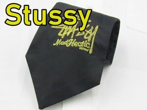 【ステューシー】 OC 685 ステューシー Stussy ネクタイ 黒系 ワンポイント ブランドロゴ刺繍 ジャガード