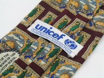 【ユニセフ】 OC 709 ユニセフ unicef ネクタイ 茶系 アニマル 植物柄 絵画 レイトンハウス イングランド プリント_画像3