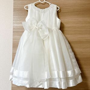 ドレス キッズ フォーマル 結婚式 女の子 発表会　白　ホワイト　120cm 110cm