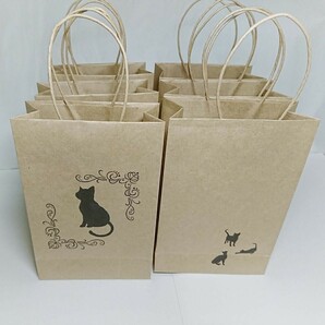 黒猫 クラフト紙袋 手提げ袋 ラッピング袋 包装 6枚