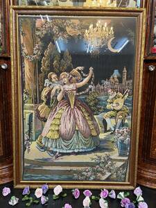 Art hand Auction ◆One of a kind◆★Belgian Gobelin tapestry Night Dance★111cm×77cm★Super gorgeous★Reproduction★#Italy, Artwork, Painting, Portraits
