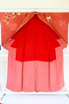 【着物フィ】アンティーク 訪問着 身丈148.5cm 桃 袷 大正ロマン レトロ 正絹 仕立て上がり kimono 16010_画像9