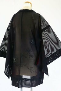 【着物フィ】美品　アンティーク　羽織 　紗　盛夏　黒　大正ロマン　レトロ 　仕立て上がり　正絹　kimono　16058