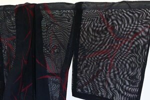 [ кимоно fi] античный . мелкий рисунок чёрный длина 155cm Taisho роман retro натуральный шелк лето кимоно совершенно новый 16001