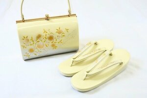 [ кимоно fi] новый товар не использовался товар zori сумка комплект формальный крем серебряный 24.5cm M размер модный аксессуары для кимоно день совершеннолетия 16029