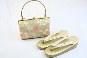 [ kimono fi] unused goods zori bag set champagne gold classic 25cm L size obi ground use formal stylish kimono small articles coming-of-age ceremony 16079