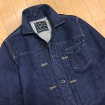 美品 KURO クロ 日本製 CROW DENIM JACKET 1st ファーストタイプ 赤耳 月桂樹ボタン インディゴ 濃紺 ヴィンテージ デニムジャケット 1 S位_画像4