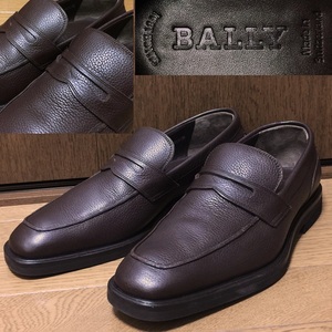 高級 BALLY バリー スイス製 PATRIX 牛革 レザー ローファー スリッポン ビジネス ドレス シューズ メンズ 7E 8D 26cm位 茶 ダークブラウン