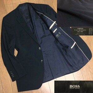 HUGO BOSS ヒューゴボス 伊 CERRUTI チェルッティ社 ブルガリア製 高級 ヴァージンウール 2B テーラードジャケット メンズ 44 黒 ブラック