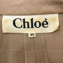 B385 Chloe クロエ テーラードジャケット ダブル ジャケット アウター 上着 羽織り 長袖 ウール 100% ベージュ チェック柄 レディース 40_画像8