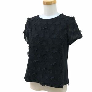 S204④ M'S GRACY エムズグレイシー トップス Tシャツ カットソー 半袖 綿100% レディース 40 ブラック 黒