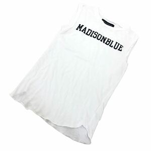 S206⑦ сделано в Японии MADISONBLUE Madison голубой майка безрукавка tops tops хлопок 100% Logo tops женский белый 