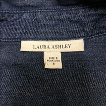 NB224 Laura Ashley ローラアシュレイ デニムシャツ シャツ ブラウス トップス 七分袖 フリル デザイン 綿 100% インディゴ レディース 9_画像7