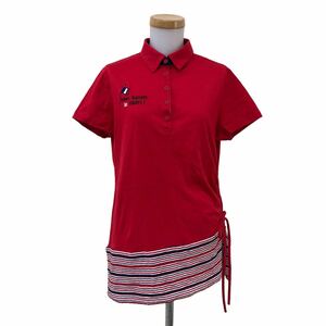 B385 large size CASTELBAJAC SPORT Castelbajac polo-shirt with short sleeves cut and sewn tunic tops red lady's 44 made in Japan 