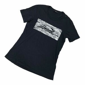 S211-13 DIESEL ディーゼル 半袖Tシャツ Tシャツ トップス スパンコール 半袖 綿100% レディース S ブラック 黒