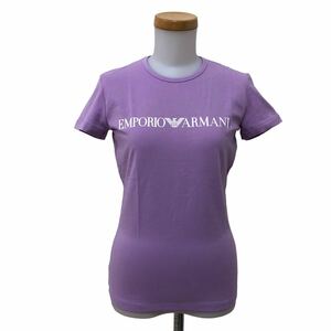 NB225 EMPORIO ARMANI エンポリオアルマーニ 半袖 Tシャツ シャツ カットソー トップス ロゴ クルーネック パープル 紫 レディース S
