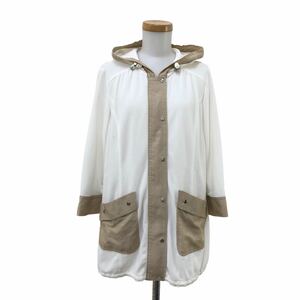NB226 Leilian Leilian Zip up hood thin outer outer garment feather weave long sleeve eggshell white lady's 7