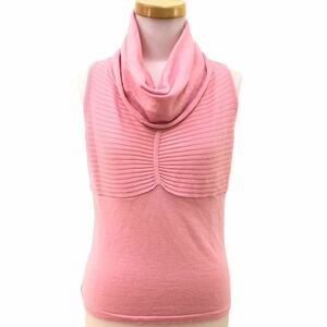 S204 PAULE KA paul (pole) ka no sleeve knitted tops knitted so-ta-toru neck o cover -toru no sleeve wool lady's M pink 