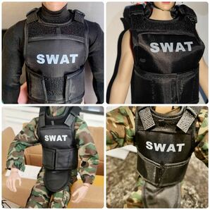 SWAT（スワット）特殊部隊ベスト（チョッキ）1/6スケール 防弾チョッキ 防弾ベスト POLICE シークレットサービス 黒 ナイロン 新品の画像8