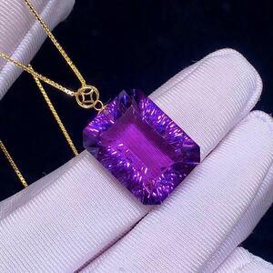 ~[ natural ] amethyst pendant top k18 17x14x8mm