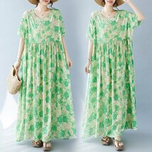 新入荷/ ワンピース 夏 レディース 花柄 ロングワンピース 半袖 マキシワンピース 大きいサイズ エスニックワンピース 綿麻風 ゆったり/13_画像1