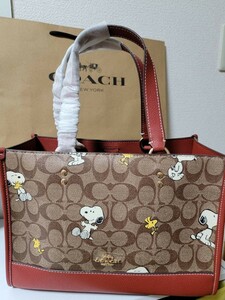 新品未使用 【COACH X PEANUTS】デンプシー キャリーオール・シグネチャー・スヌーピー ウッドストック 並行輸入品