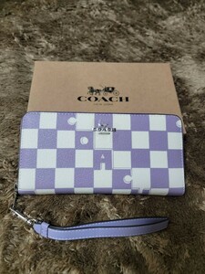 【1スタ】C-562 新品未使用 COACH ロング ジップ アラウンド ウォレット・チェッカーボード プリント 並行輸入品