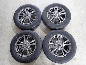 YS8449【送料無料145/80R13】wedsアルミ ワゴンR タント スペーシア ダンロップ 中古夏タイヤセット■13×4J 100/4H ET42■