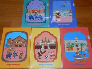 biore Kao original Tokyo Disney resort A4 clear file 5 pieces set together Peter Pan, Pinocchio,sindobado etc. 