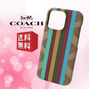 [ new goods unused free shipping ]COACH Coach iPhone13Pro case khaki multi smartphone cover lady's men's CO-404