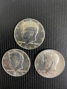 ケネディ ハーフダラー銀貨 1964年アメリカUSA3枚セット 