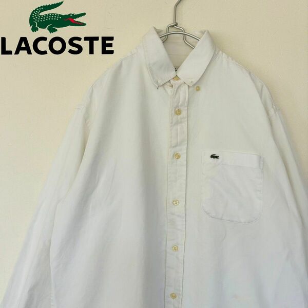 LACOSTE　ラコステ　90s 胸ポケット　ワンポイント刺繍ロゴ　BDシャツ