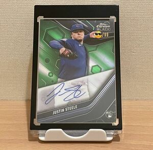 topps chrome black 2023 MLB baseball Justin Steele RC autograph(auto) /99 Green Refractor Cubs ace pitcher 鈴木誠也&今永昇太